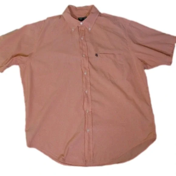 RALPH Lauren Jeans Co. Men's Orange/White Short Sleeve Dress Shirt Size Large - Picture 2 of 7